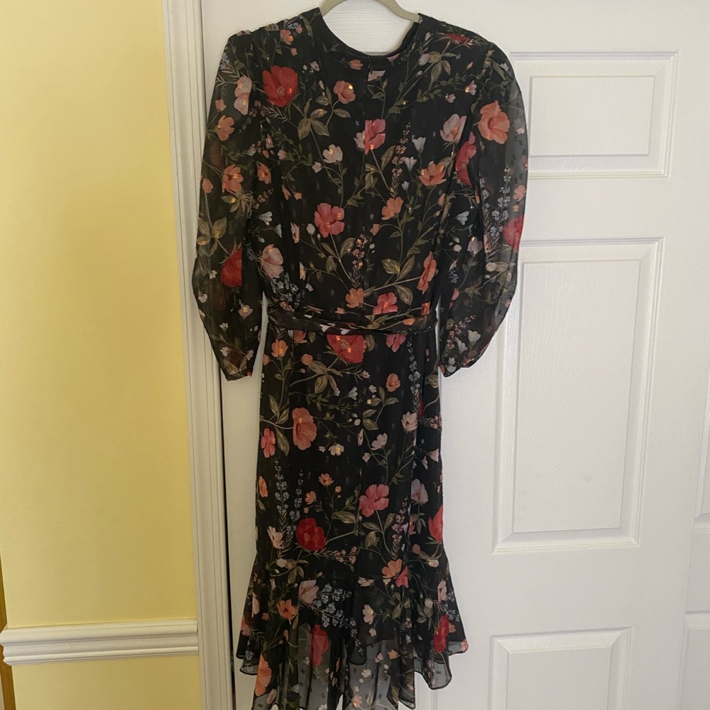 Eliza J Pink and Black Ruffled Tiered Sheath Dress